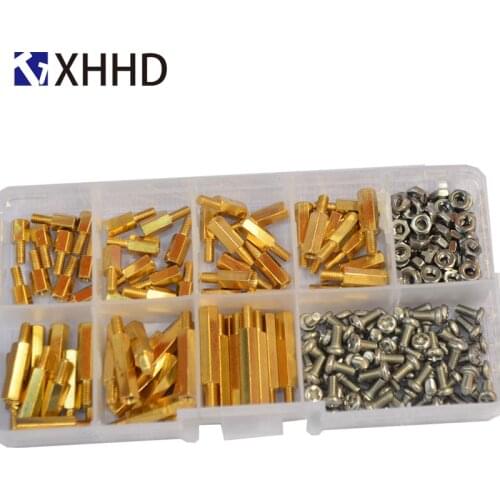M3 Hex Brass Male Female Standoff Pillar Mount Threaded Hexagon PCB Motherboard Spacer Bolt Screw Nut Assortment Kit Set Box