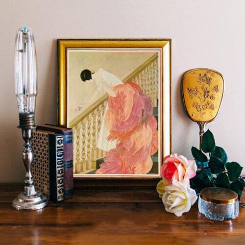 Flamingo Girl Model Vintage Fashion Cover Poster Prints Pink Feather Chic Wall Art Picture Canvas Painting Bedroom Decoration