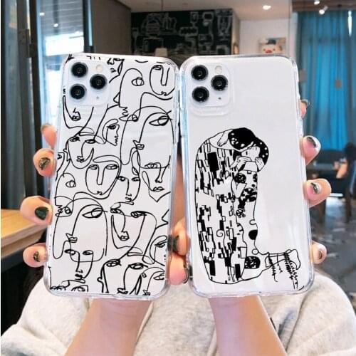 Fashion Face Abstract Cartoon Phone Case for IPhones 11 Pro Max X XR Xs Max 6 6S 7 8 Plus SE 2020 Soft TPU Transparent Cover