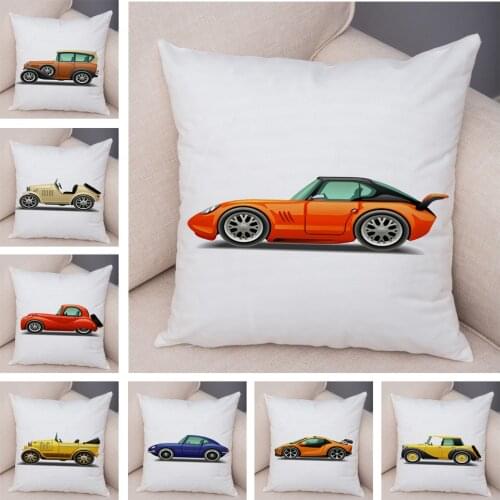Cartoon Classic Car Hypercar Cushion Cover for Sofa Home Children Room Decor Supercar Print Pillowcase Plush Pillow Case 45x45cm