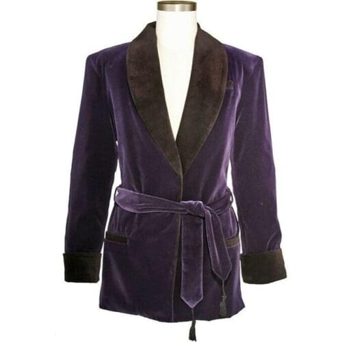 Costume Homme Latest Purple Velvet Smoking Suit Men Jackets Wedding Party Wear Coats Shawl Lapel Dinner Formal Mens Jacket Only