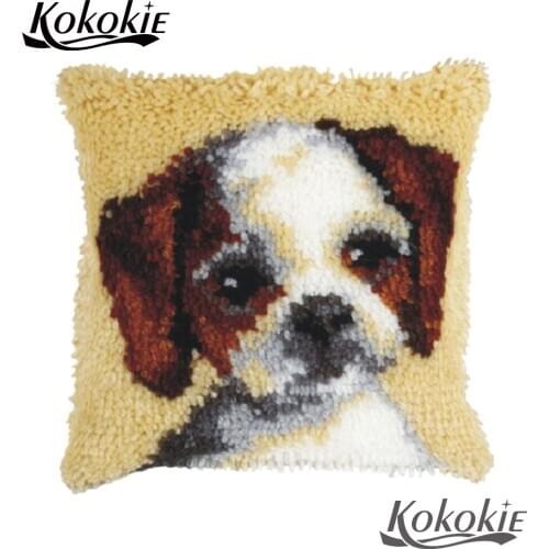 Latch hook rug canvas DIY carpet dog pattern cushion embroidery Handmade cross stitch kits embroidery needlework sets