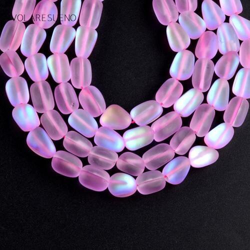 Dull Polish Matte Pink Moonstone Natural Stone Irregular Beads For Jewelry Making Spacer Loose Beads Diy Bracelet Jewellery 15"
