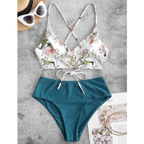 New Sexy Bikini Women Two Piece Flower Print Split Sets Plus Size Beachwear Swimsuit Bikini Beach Wear Swimming Suit Swimwear