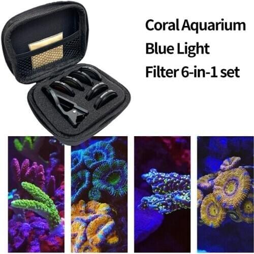 AqUariUm Lens Fish Tank Phone Camera Lens Filter 6 in 1 Macro Lens Yellow Lens Filter Coral Reef AqUariUm Photography