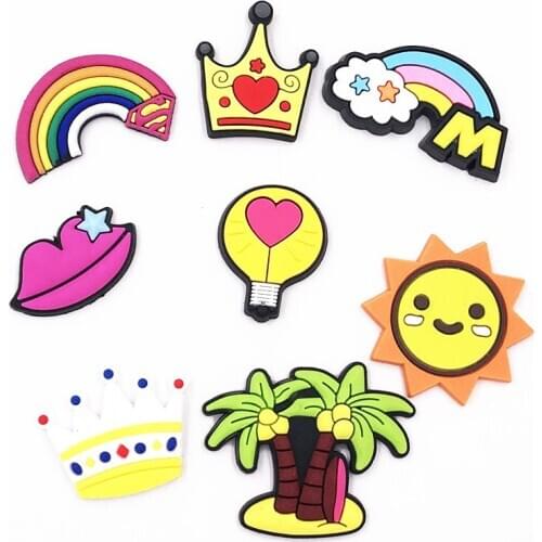 Wholesale 100PCS PVC Flat Back For DIY Phone Case Jewelry Scrapbook Badges Cartoon Sun Rainbow Lips Crafts Accessories Gadgets