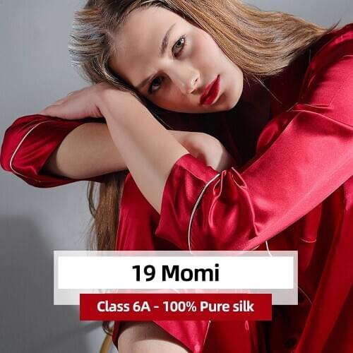 19MU 100%Silk Pajamas Set Two-piece Set Mulberry Silk Sleepwear Women Summer Autumn Spring Winter Long Sleeve Silk Pyjamas Women