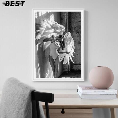 Angel Wing Canvas Posters And Prints Wall Art Canvas Painting Black White Wall Pictures For Living Room Nordic Decoration Home