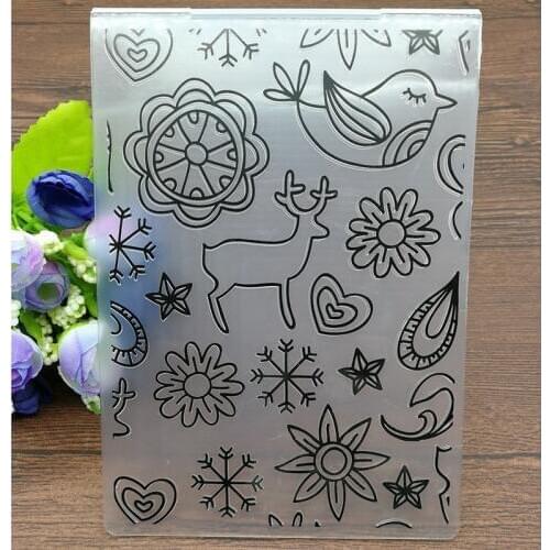 PLASTIC EMBOSSING FOLDER Christmas deer DIY scrapbook album card gift packing decoration cutting dies paper craft