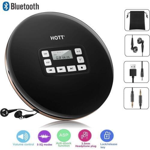 Portable CD Player LCD Display Wireless Bluetooth Stereo Anti-Skip / Shockproof Protection Function Personal CD Music Player