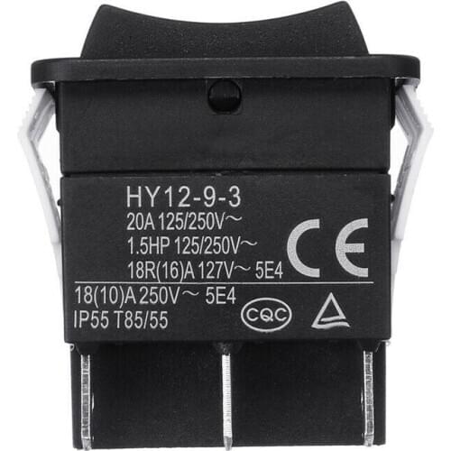 1pc ABS HY12-9-3 6 Pins Industrial Electric Rocker Switch 125/250V 18/20A Push Button Switch ON-OFF Power Switch