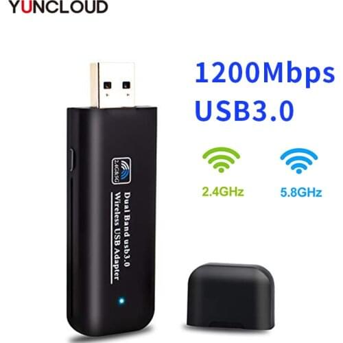 1200Mbps Mini WiFi USB Network Card Wi-Fi Adapter Dual Band AC 5.8GHz/866Mbps 2.4GHz/300Mbps USB-A 3.0 Adapter for PC Laptop PC
