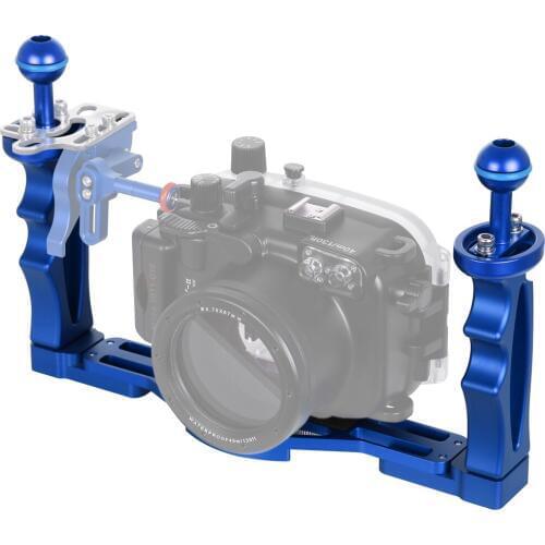 PULUZ Dual Handles Aluminium Alloy Tray Stabilizer for Gopro Action Camera Mobile Phone Underwater DSLR Digital Camera Housings