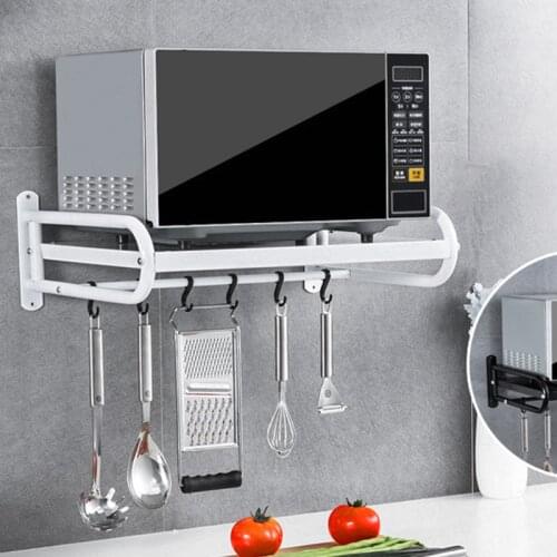 Stainless Steel Microwave Oven Racks Wall-mounted Oven Racks Household Double Thicken Storage Bracket Kitchen Supplies