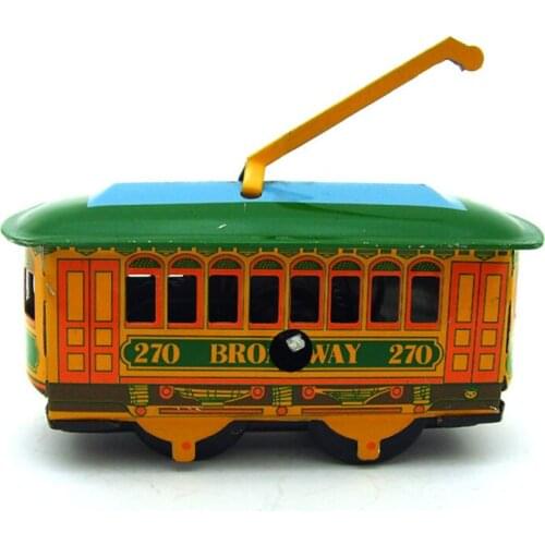 Vintage Clockwork Wind Up Retro Tram toys Photography Children Kids Adult Tram Tin Toys Classic Toy Christmas Gift