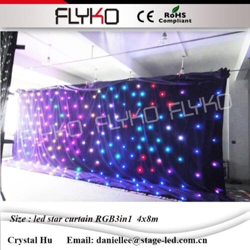 High Quality DMX Led Star Curtain,Sound Activated DJ Backdrops,LED Star Cloth for Wedding Decoration 4x8m