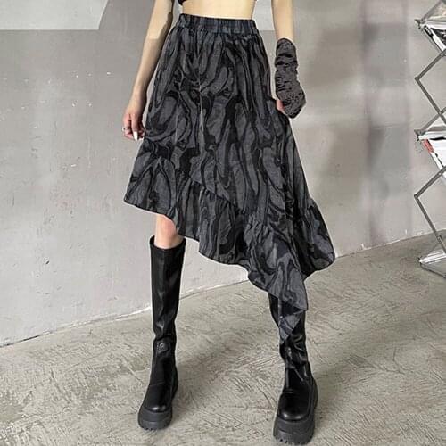 2021 Summer New High Street Fashion Designer Tie Dye Irregular Skirt High Waist Casual Loose Hipster Simple Popular