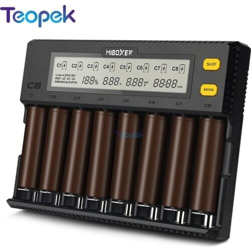 MiBoxer C8 18650 Battery Charger LCD Display 1.5A for Li-ion LiFePO4 Ni-MH Ni-Cd AA 21700 20700 26650 18350 17670 RCR123 18700