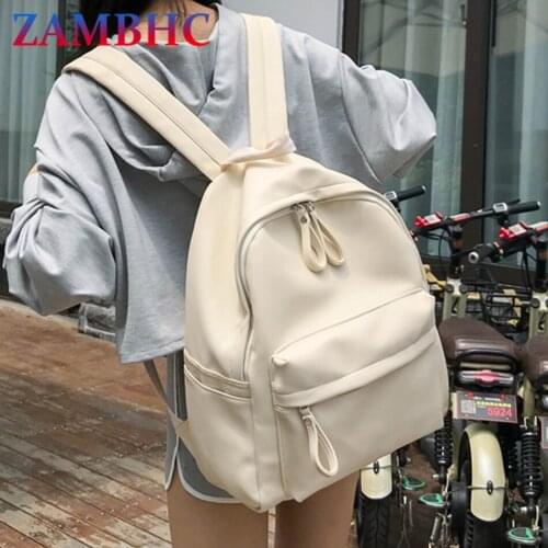 Candy Color Womens Backpack Oil Leather Backpacks for Teenagers Girls Waterproof Lady School Bag Capacity Female Travel Bagpack