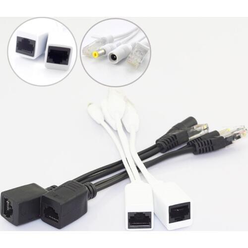 Gakaki 1 Pair 12v POE Splitter Adapter Accessories RJ45 Injector Kit Power Cable Camera Cctv Connector for Security Camera Cctv