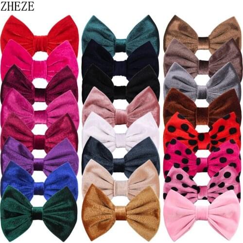 10pcs/lot New 5'' Soft Velvet Hair Bow For Girls Solid Bow for Headband Hair Clips Kids DIY Party Hair Accessorie Hairbands
