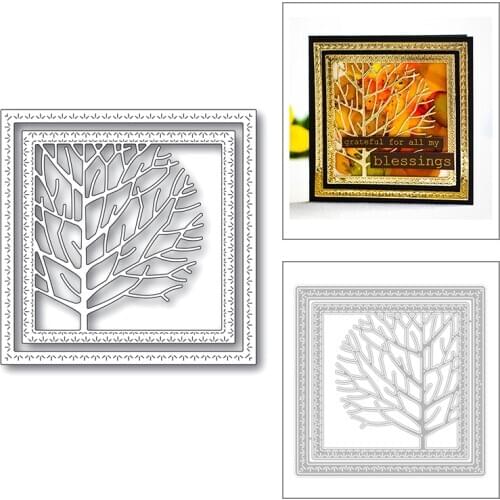 2020 New Square Frame Plant Tree Branch Background Embossing Metal Cutting Dies For Making Greeting Card Scrapbooking No Stamps