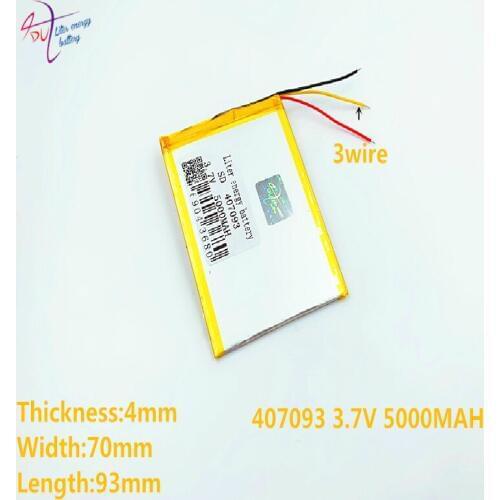 3 line 407093 407090 407095 3.7v 5000mah Lithium Polymer Battery With Board For Tablet Pc U25gt