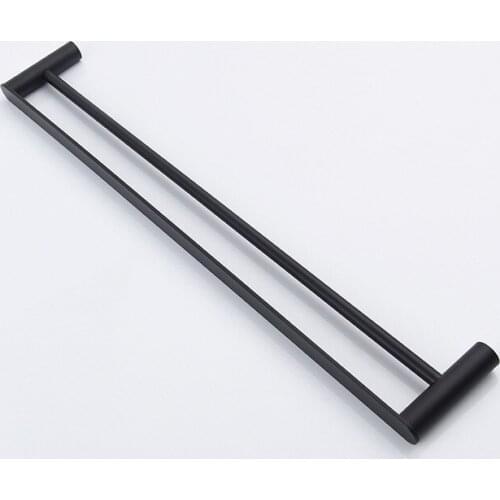 304 stainless steel bathroom towel pole double pole black bath towel hanging pole wall hanging bathroom pendant towel shelf