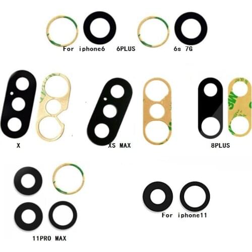 50pcs/lot Rear Back Camera Glass Lens For Iphone 6 7 8 Plus X XR XS Max 11 12 Pro Max 12 mini Camera Glass With Glue Adhesive
