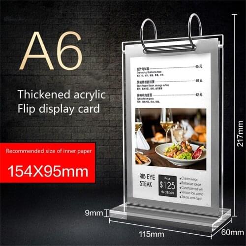 A6 Clear Desk Sign Holder Restaurant Menu Display Rack Acrylic Photo Card Label Frame