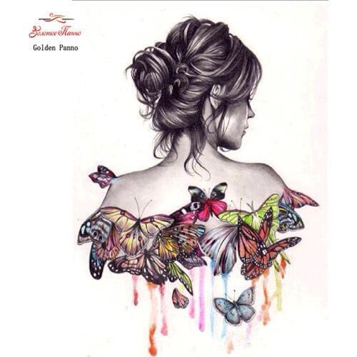 Diamond Painting Full Square 5D Diy Daimond Embroidery Diamant Mosaic Sale Displasy Broderie Diamant Woman back shadow butterfly