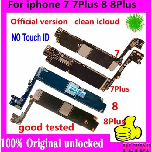 Free icloud Original for Iphone 7 7Plus 8 8Plus Motherboard Unlocked without Touch ID Logic board with Full Chips IOS System