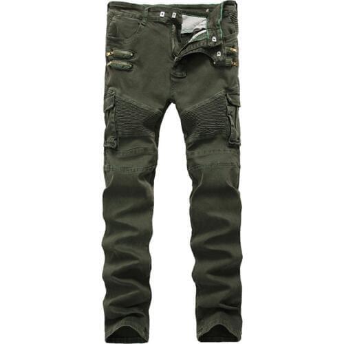 Latest Style Fashion Mens Cargo Jeans Pants Casual Slim Fit Zipper Army Combat Camo Camping Trousers Bottoms