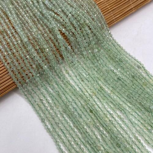 Natural Stone Beads Round prehnite Faceted Exquisite Loose Spacer Beaded For jewelry making DIY Necklace Bracelet Accessories