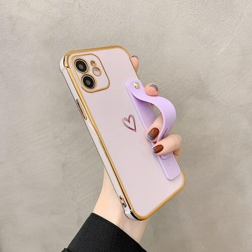 For iPhone 12 Pro Max Luxury Plating Wrist Band Case for IPhone 11 Pro Max 8 7 Plus XR X XS Max Phone Cover Shockproof Coque New