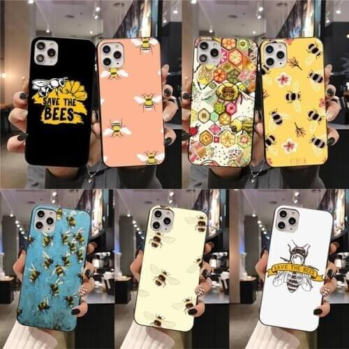 Bee Art Print Phone Case For iphone 12 11 Pro Max Mini XS Max 8 7 6 6S Plus X 5S SE 2020 XR cover