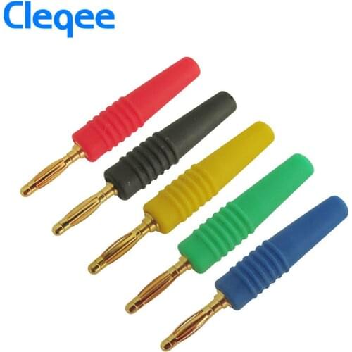 Cleqee P3011 10pcs/lot 2mm Gold Plated Wilding Banana Plug Audio Speaker Amplifier Cable Wire Power Screw Jack Connector Adapter