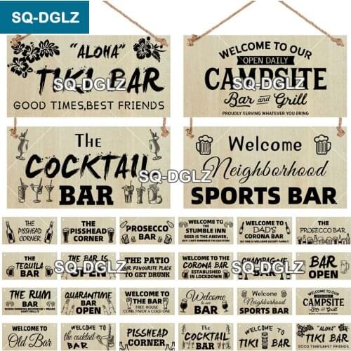 [SQ-DGLZ] TiKi Bar Sign Wooden Sign Cocktail Alcohol Plaque Wood Bar Plaque Pub Wall Decoration Door Hanging Sign Home Decor