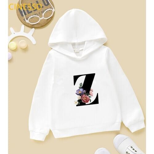 White Yellow Vogue Streetwear ChildrenS Sweatshirt Kids English Alphabet Flowers Aesthetics Print Teen Girls Hoodies Winter Top