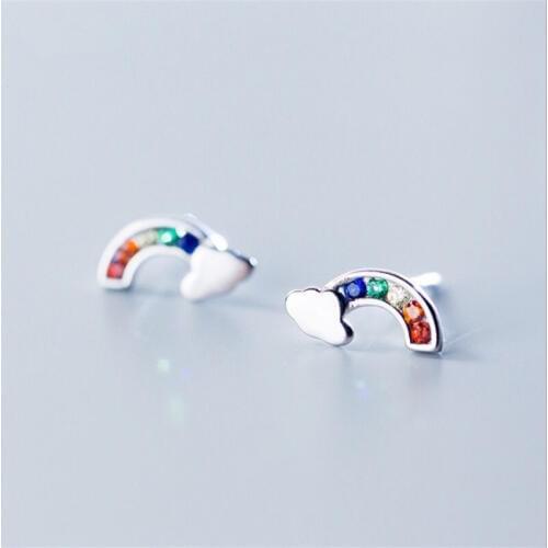 HEYLUOKE Fashion Wholesale rainbow Jewelry Earring Colorful CZ Rainbow&Clound Earrings For Women Accessories
