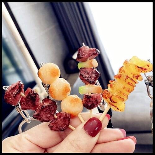 Creative Keychain Simulation Food Fried Skewers Grilled Skewers Model Pendant Backpack Pendant Key Chain Gift