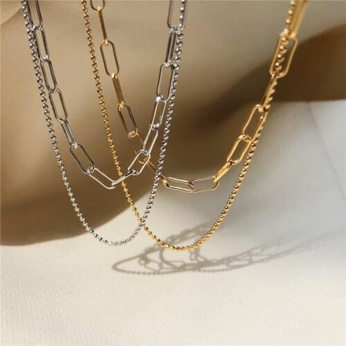 Liemjee Personality Fashion Party Jewelry Multi-Layer Chain Beads Necklace For Women Feature Namour Charm Gift All Seasons