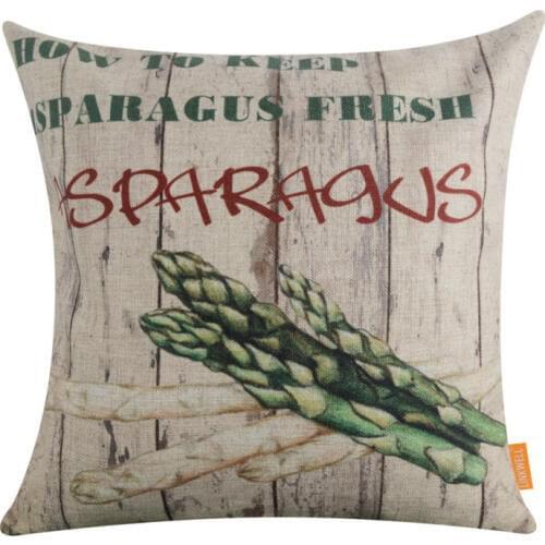 LINKWELL Brand 45x45cm Wood Background Green Natural Fresh Food Asparagus Throw Pillow Case Burlap Sofa Decorative Cushion Cover
