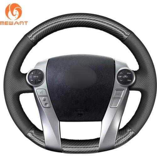 MEWANT Black PU Carbon Fiber Car Steering Wheel Cover for Toyota Prius 30(XW30) Prius+ Prius C Prius V 2011-2020 Aqua 2014-2015