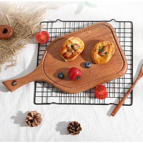 Multi-Functional Solid Wood Cutting Board with Handle Fruit Pizza Bread Plate Serving Platter