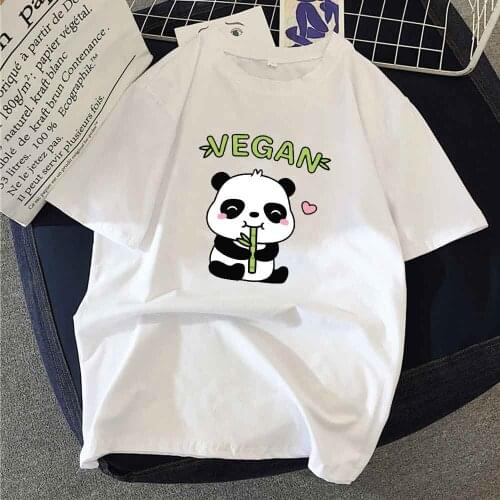 Men Women T-shirt Cute Panda Letter Print Harajuku Summer Tshirts Round Neck Short Sleeve Top Funny Female Cartoons Kawaii Tops