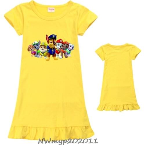 PAW PATROL Nightdress Little Teen Girl Pajamas Dresses Children Cartoon Summer Nightgown Home Clothes Kids Sleepwear
