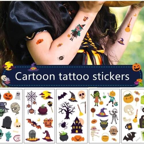 New Waterproof and Sweat-proof Funny Cartoon Pumpkin Disposable Temporary Tattoo Paper Halloween Childrens Tattoo Stickers