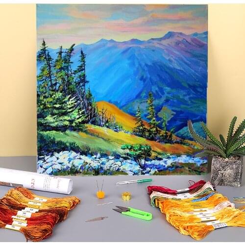 Landscape August Printed 11CT Cross-Stitch DIY Embroidery Full Kit DMC Threads Craft Handiwork Handicraft Knitting Sales