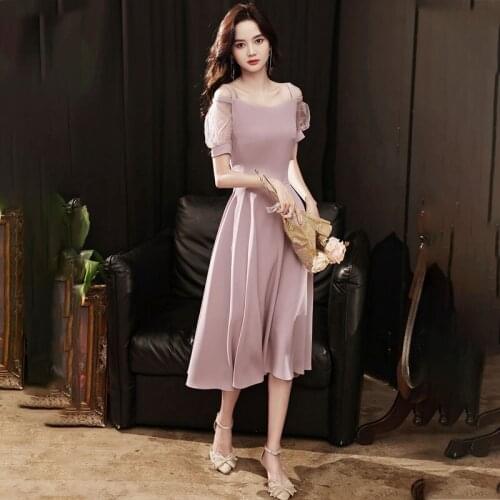 Special Occasion Dresses Vintage V-Neck Short Spaghetti Strap Luxury Soybean Pink Lace A-Line Satin Elegant Women Prom Gown E973